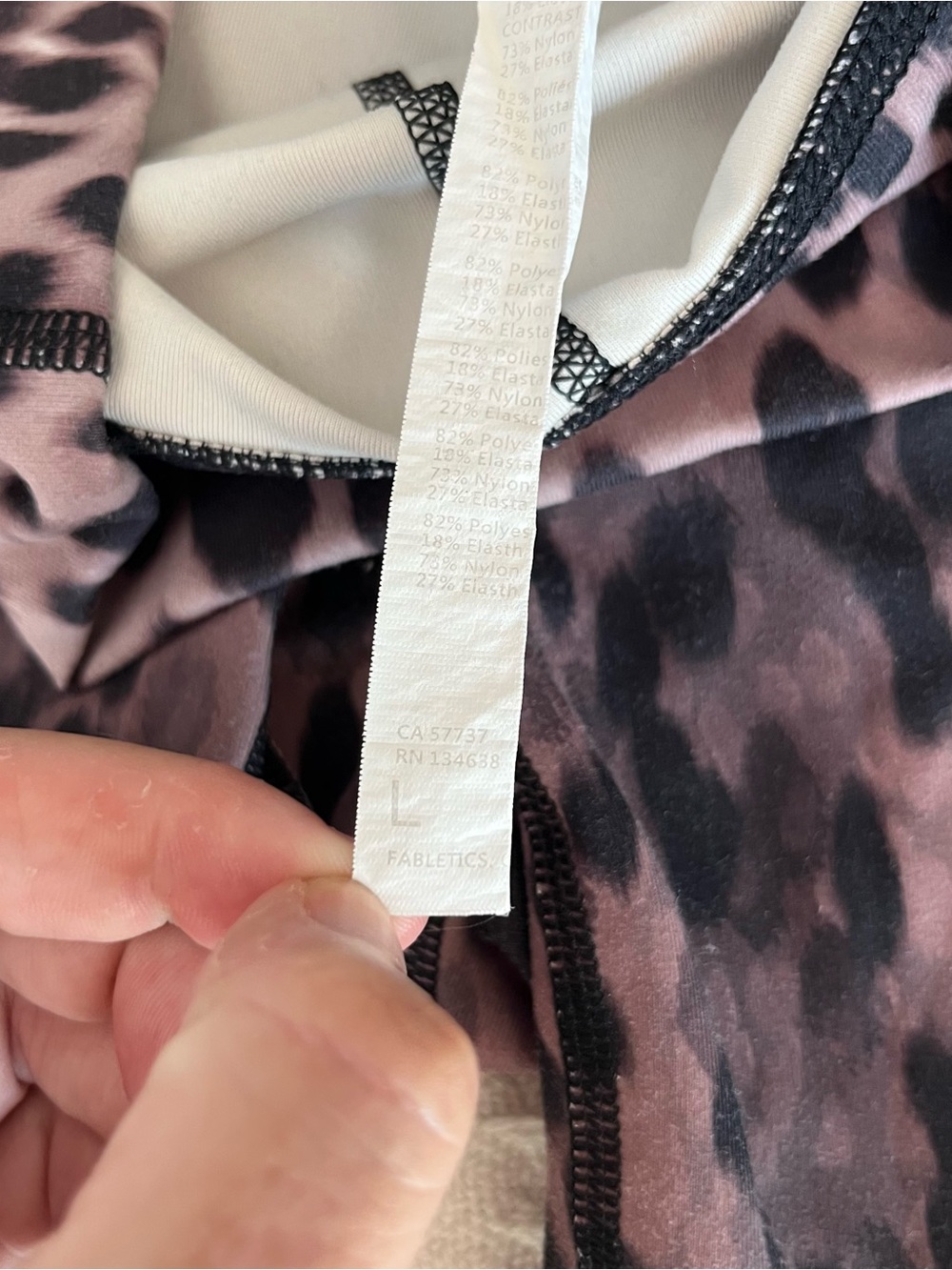 Fabletics Mauve and Black Leopard Bike Shorts large - Picture 3 of 4